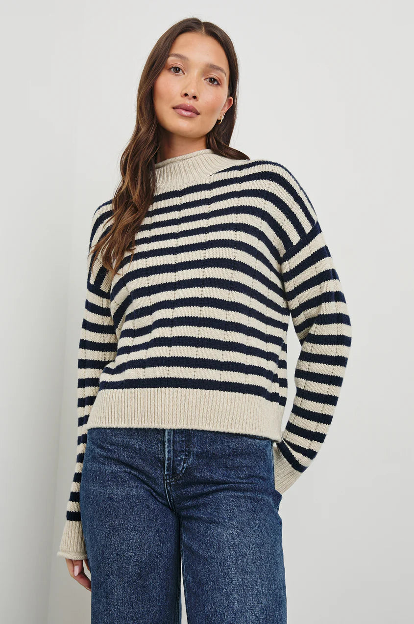 Corrine Sweater Oat Navy Stripe