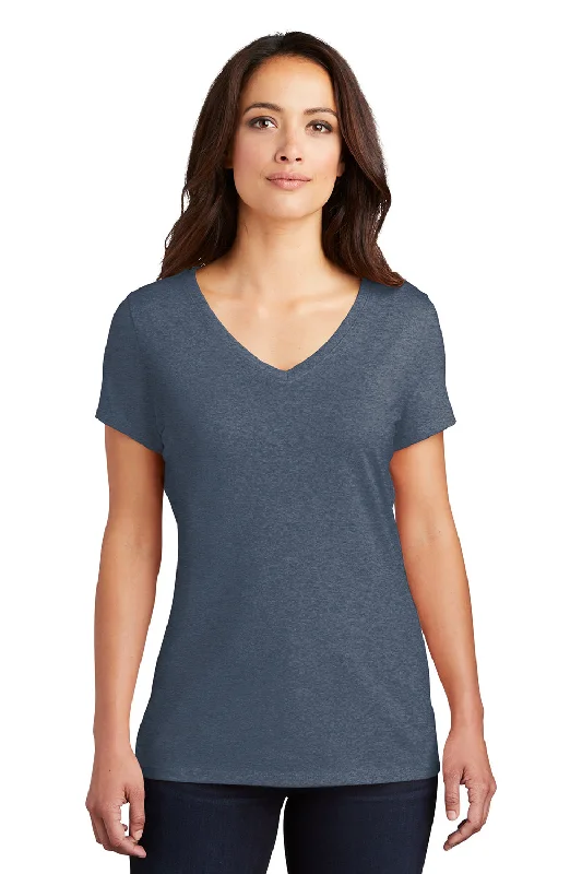 District Womens Perfect Tri Short Sleeve V-Neck T-Shirt - Navy Blue Frost