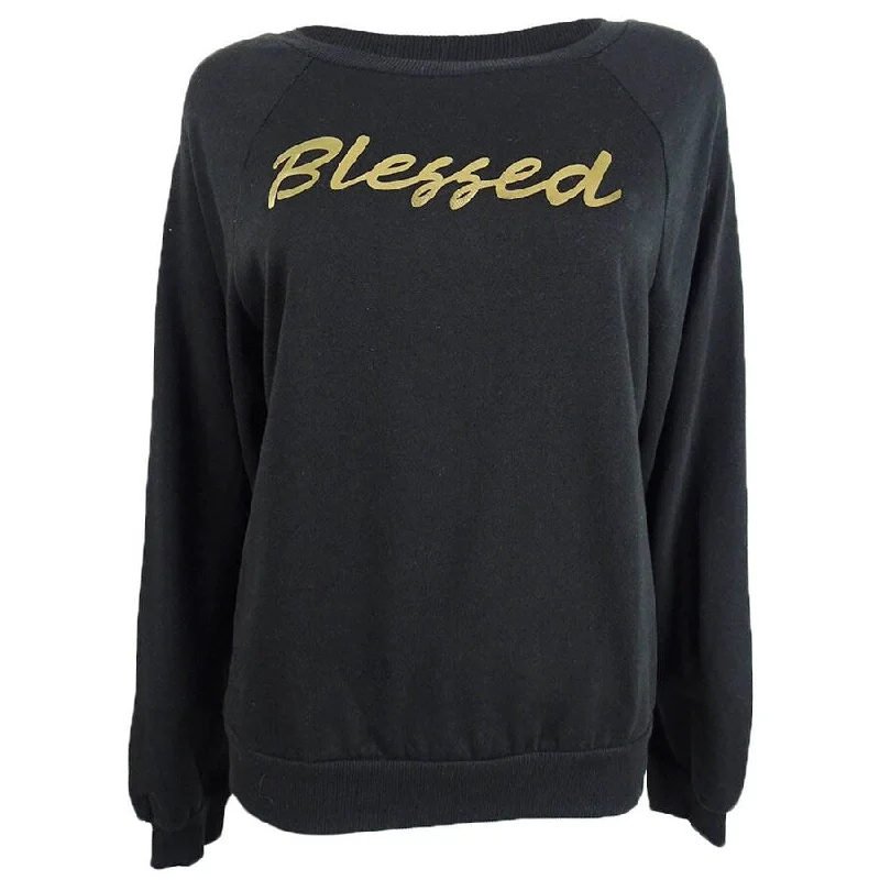 Rebellious One Juniors' Metallic Blessed Graphic Sweatshirt